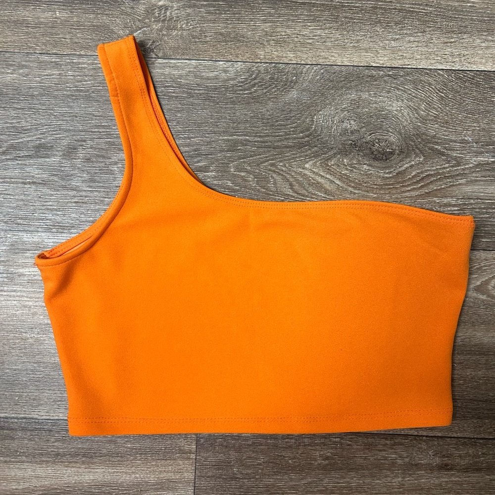 SHEIN Orange One-Shoulder Crop Top